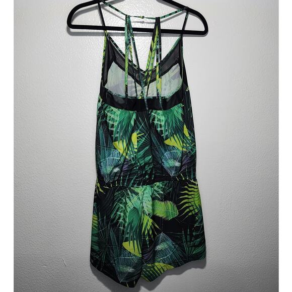 Fabletics Dash Romper Tropical Rainforest Strappy Mesh Palm Leaf Print - Picture 4 of 9